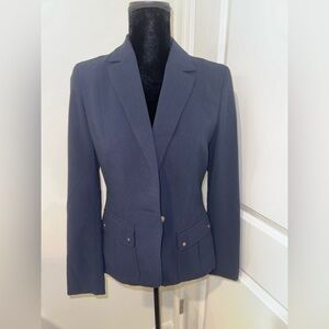 Anne Klein Navy Single-Button Tailored Blazer
